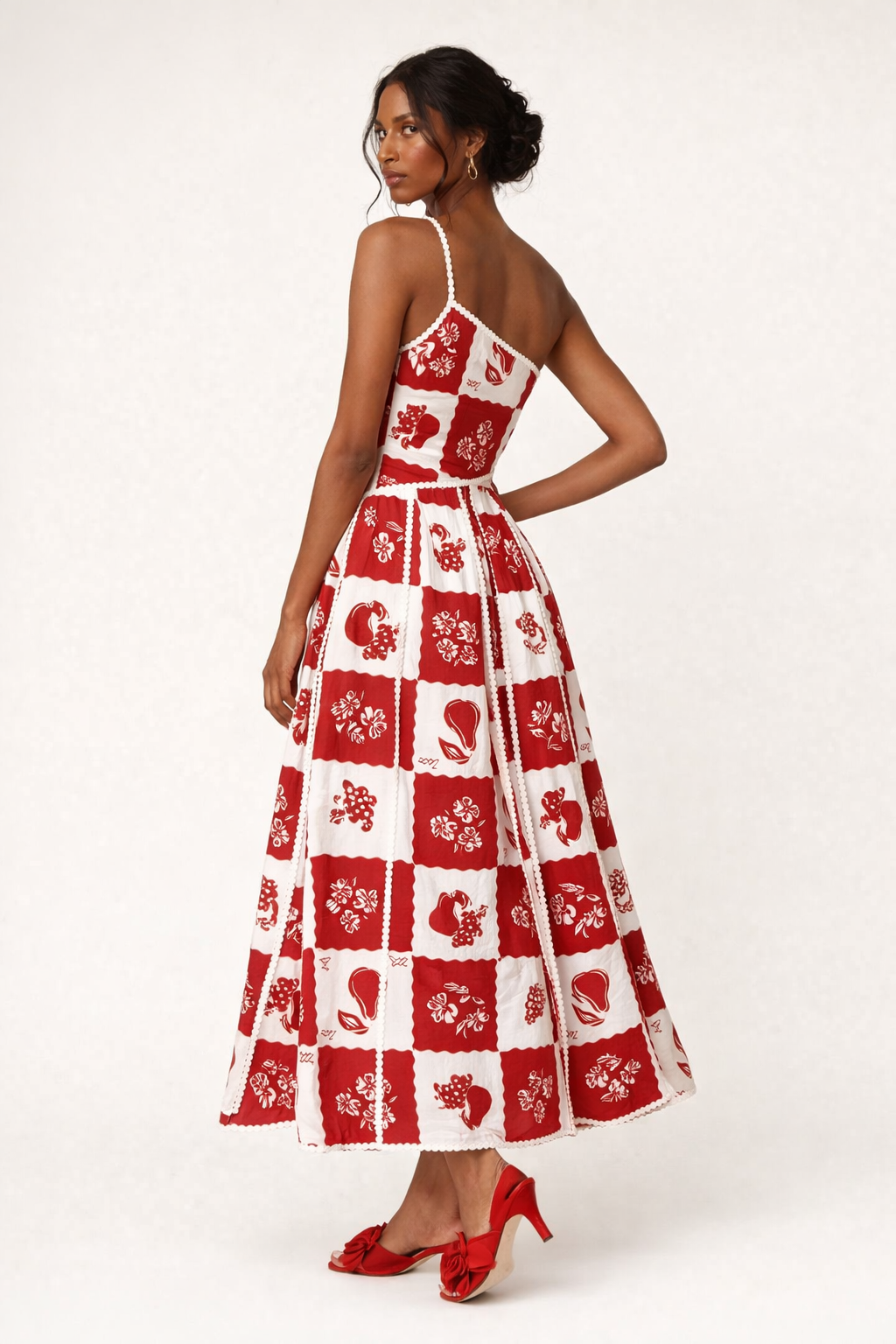 Asymmetrisches Maxikleid mit Blumendetail für Frauen - Savine
