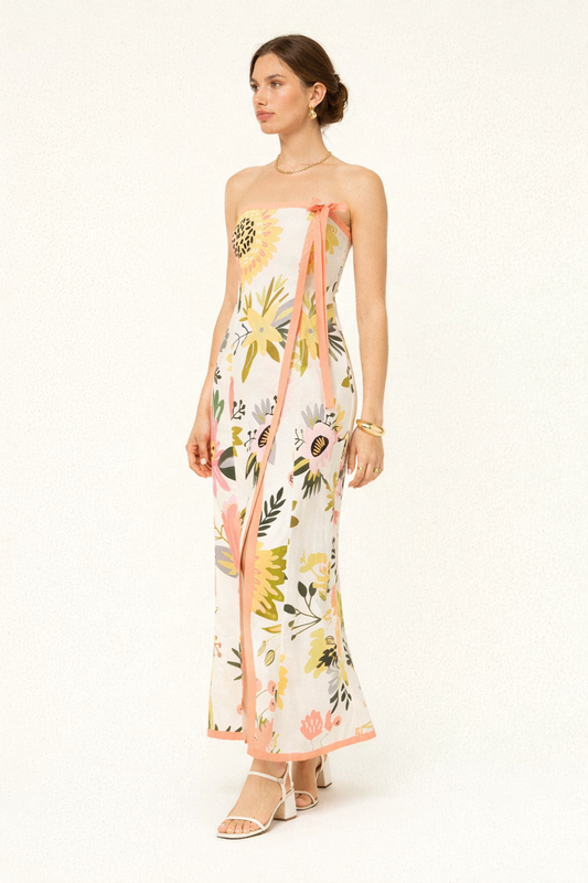 Robe longue imprimée avec fente latérale pour femmes - Camila