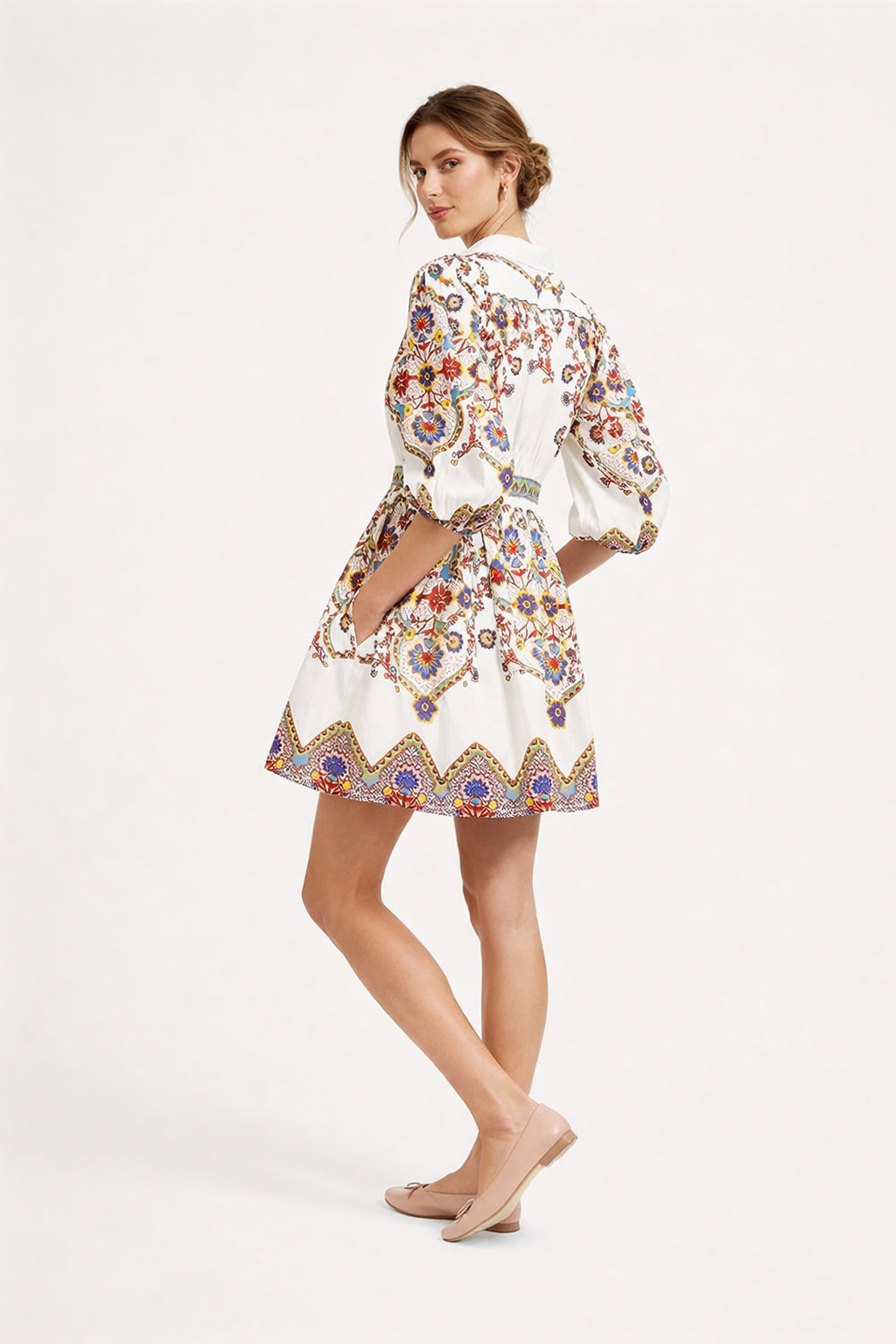 Bedrucktes Minikleid mit Puffärmeln für Damen - Daniela
