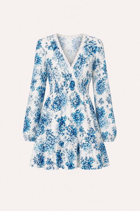 Robe courte à imprimé floral et décolleté en V - Claudia