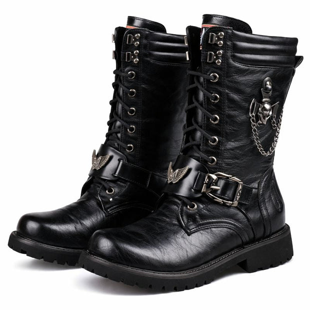 Halbhoher Herrenstiefel aus Leder mit robuster Sohle - Rovian