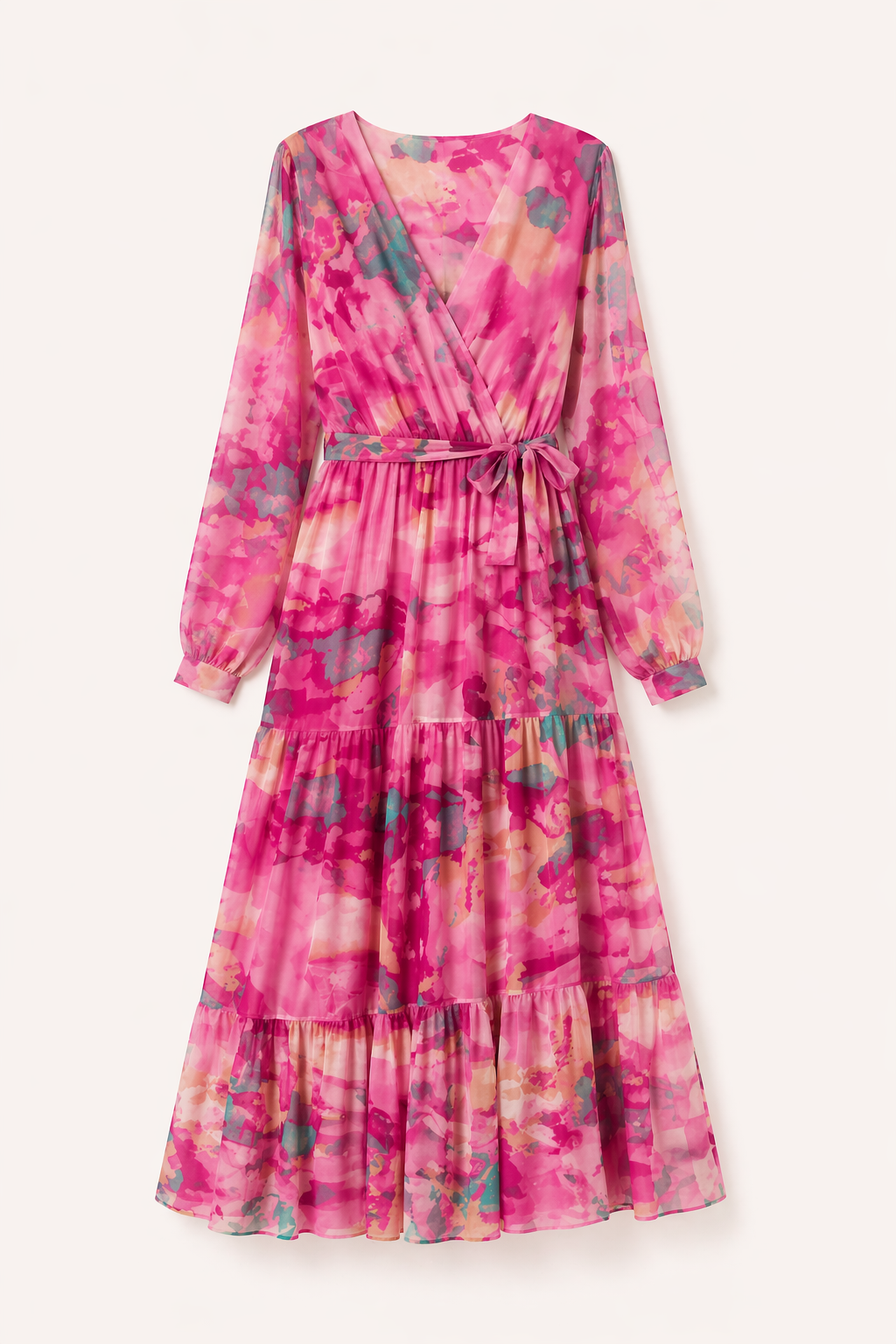 Florales Midikleid mit langen Ärmeln Frühling Frau - Paola