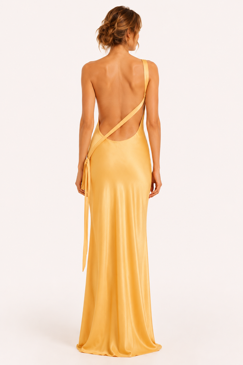 Asymmetrisches langes Kleid mit einer Schulter - Annelie