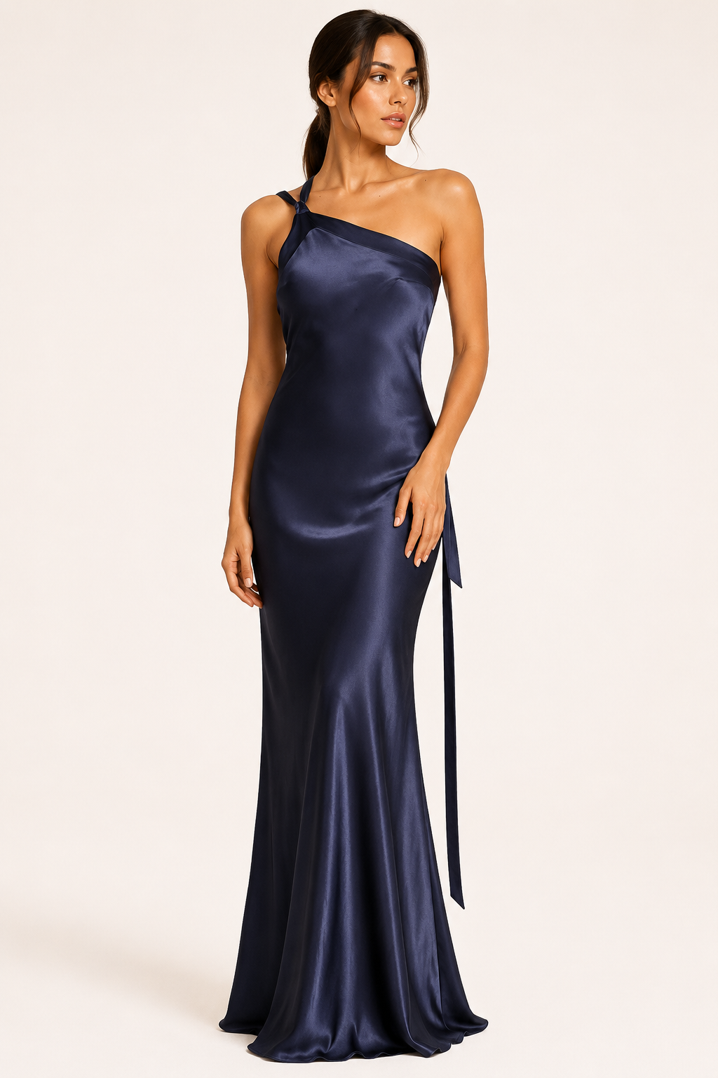 Asymmetrisches langes Kleid mit einer Schulter - Annelie
