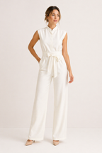 Eleganter Jumpsuit mit weitem Bein und Gürtel für Frauen - Marta