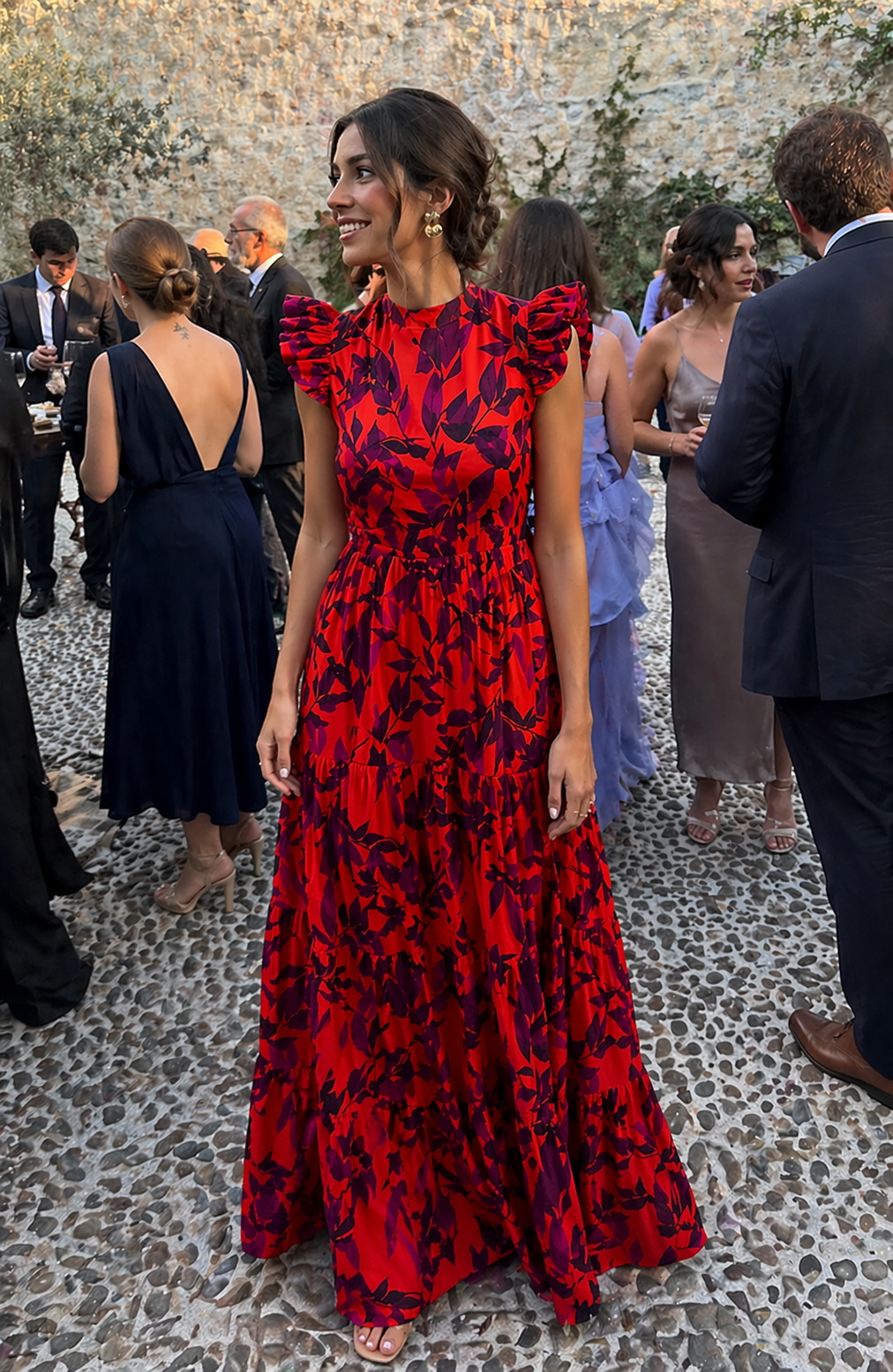 Floral langes Kleid kurze Ärmel Sommer Frau - Camila
