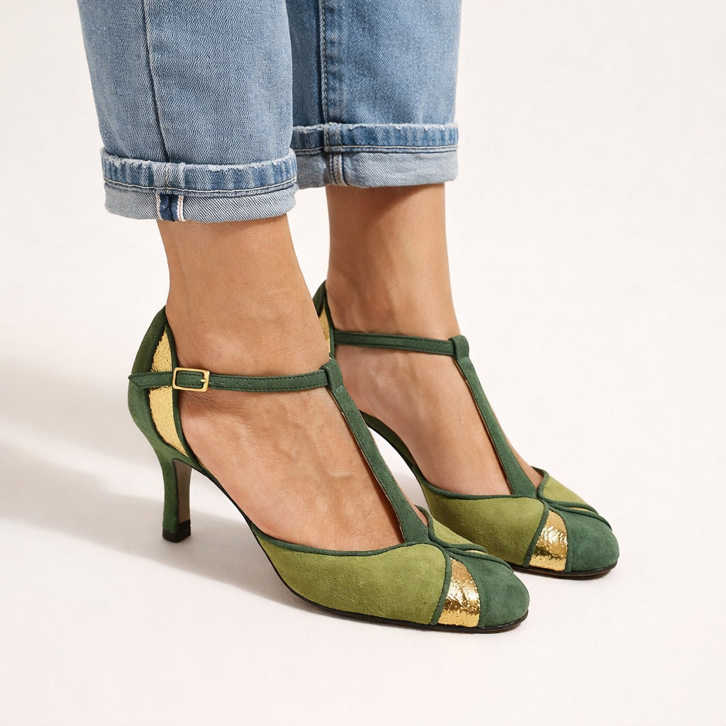 Damenschuhe mit T-Riemen und feinem Absatz - Isaline