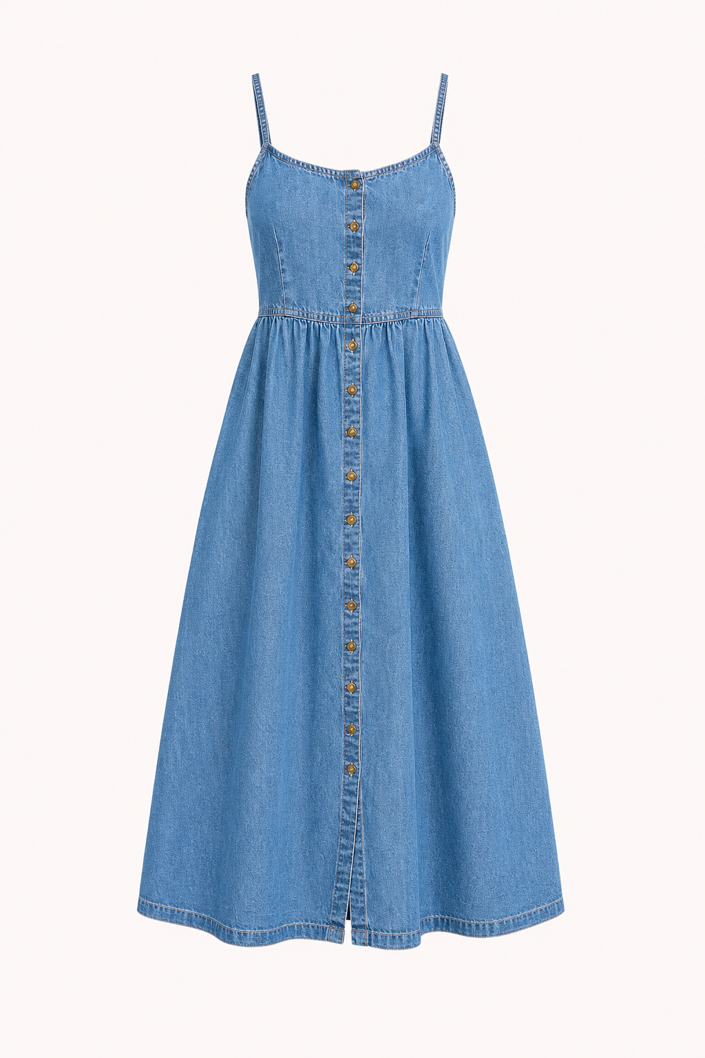 Midi-Denim-Kleid mit Knöpfen für Damen - Hanneli
