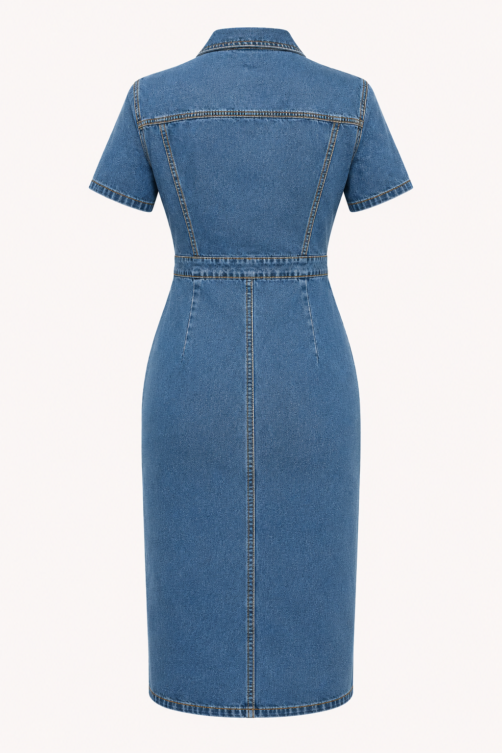 Midikleid aus Denim mit Knöpfen in schmaler Passform - Elara