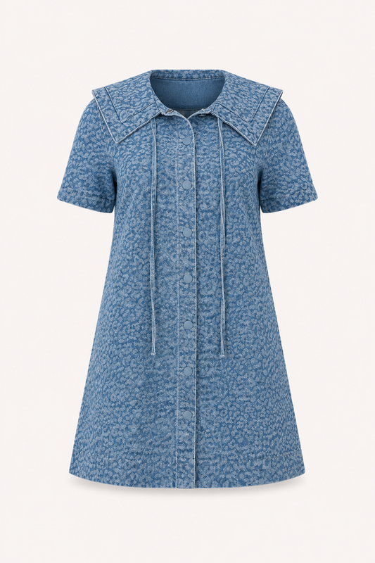 Robe courte en jean femme col marin - Paula