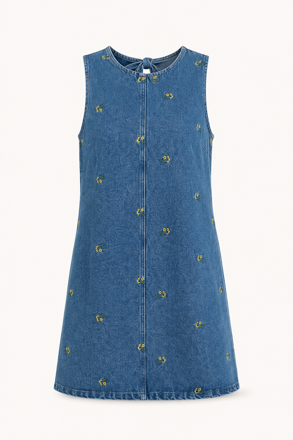 Kurzes ärmelloses Kleid aus Denim für Frauen - Leni