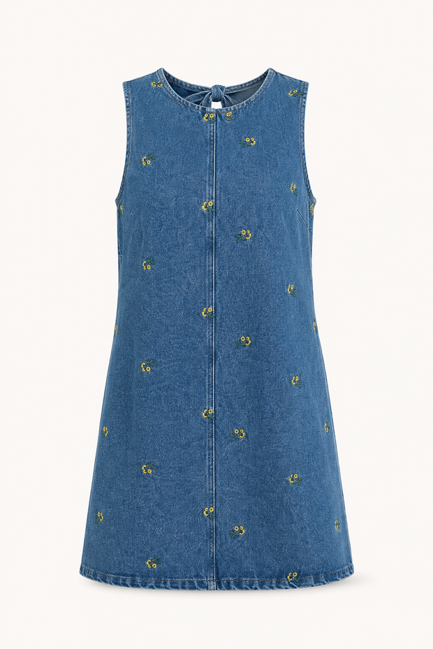 Kurzes ärmelloses Kleid aus Denim für Frauen - Leni