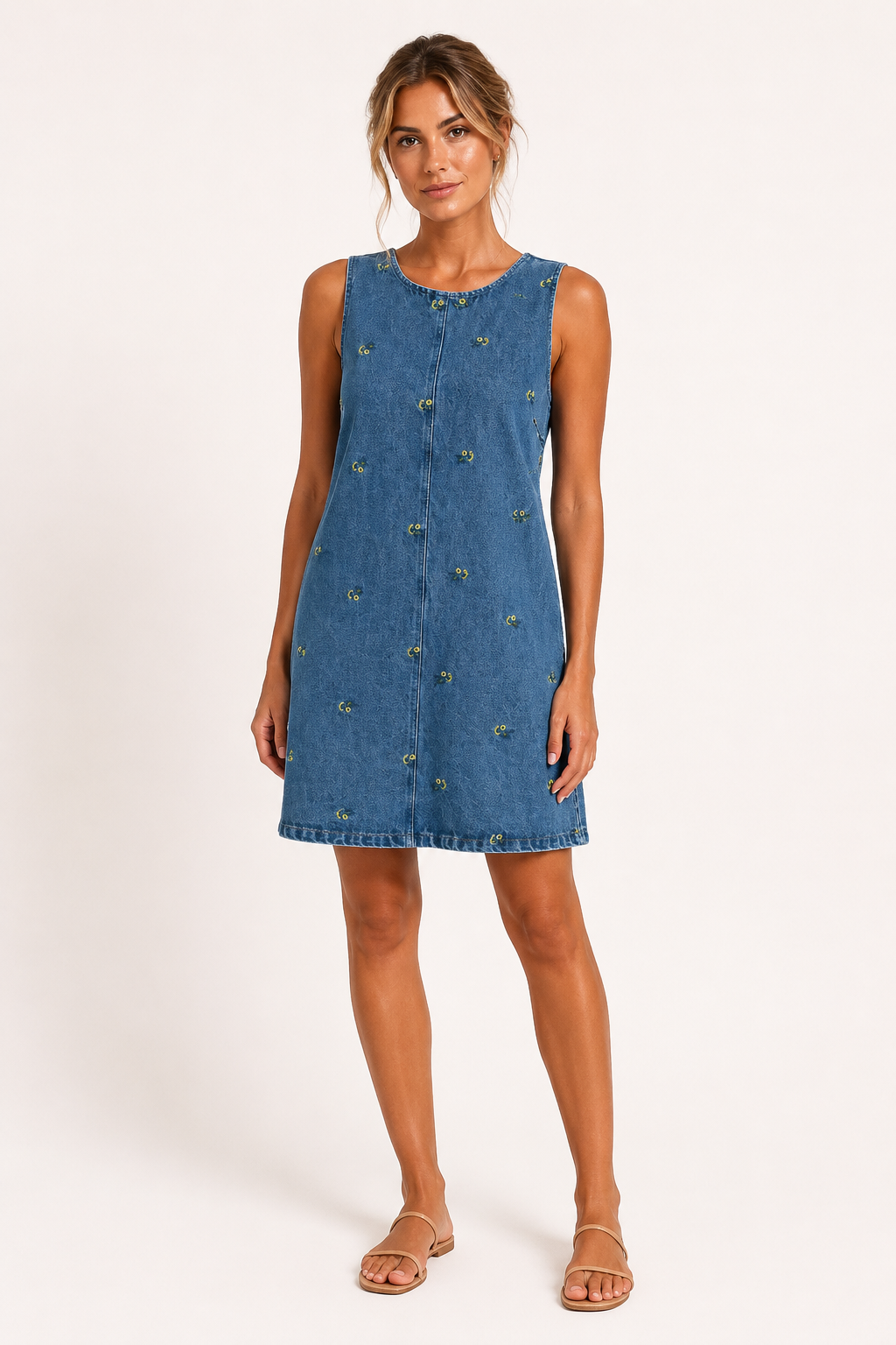 Kurzes ärmelloses Kleid aus Denim für Frauen - Leni