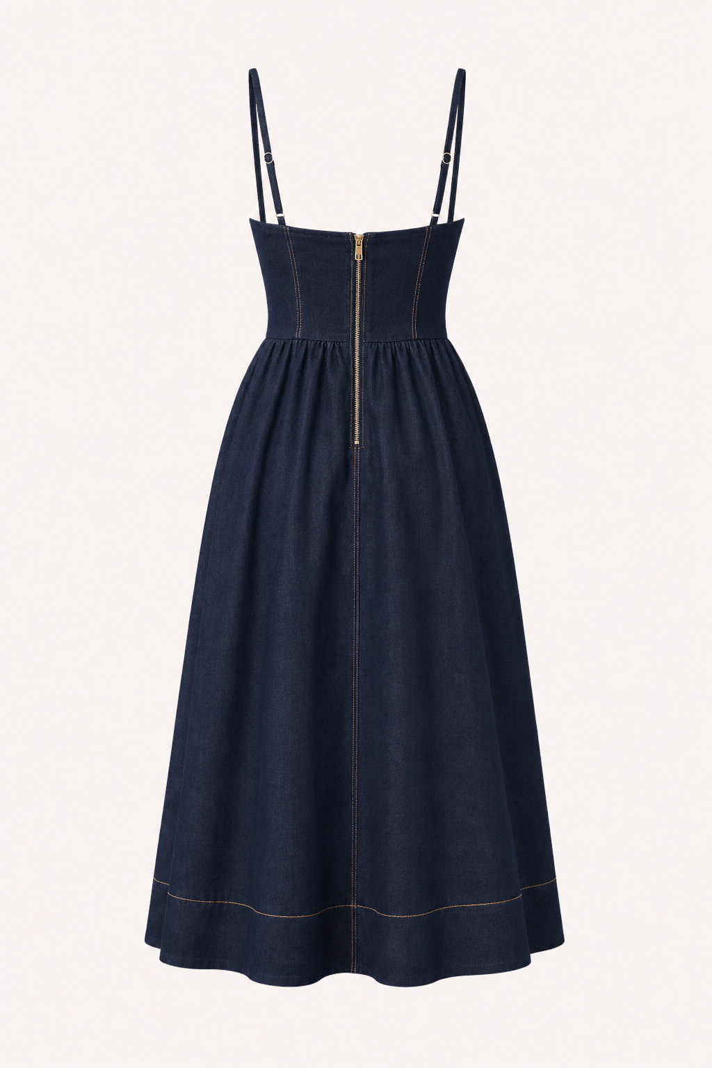 Midi-Kleid aus Denim mit herzförmigem Ausschnitt - Helene