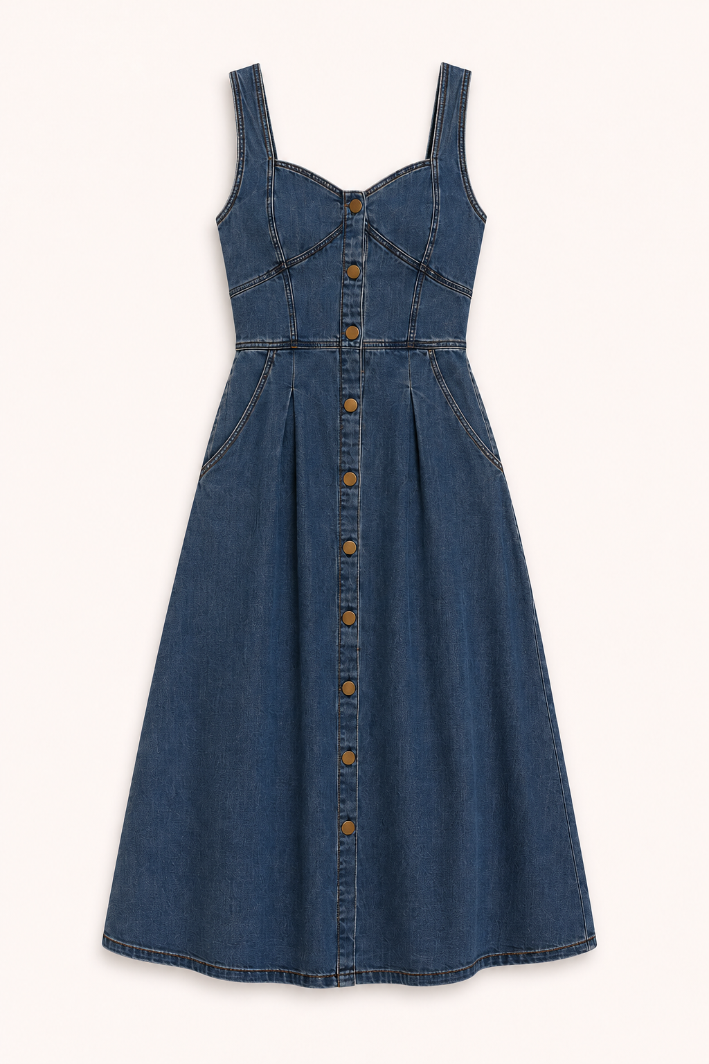 Damen Denim Midikleid mit breiten Trägern - Brigitte