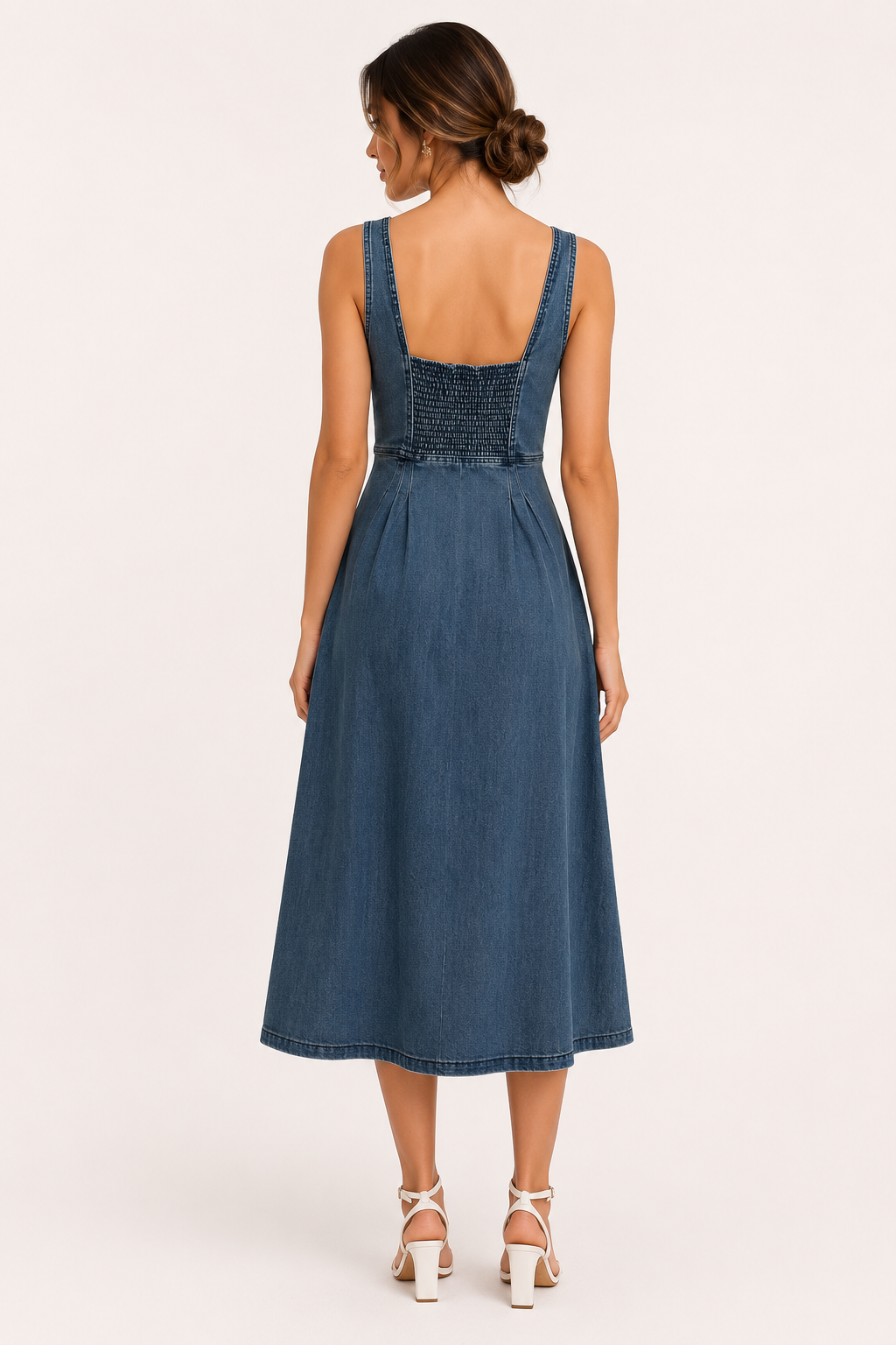 Damen Denim Midikleid mit breiten Trägern - Brigitte