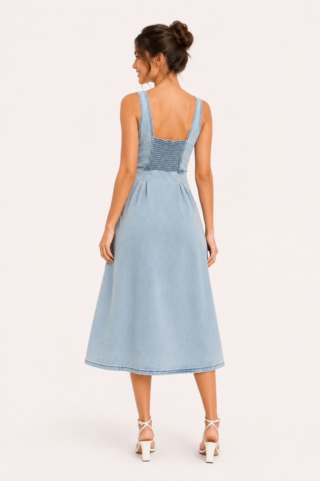 Damen Denim Midikleid mit breiten Trägern - Brigitte