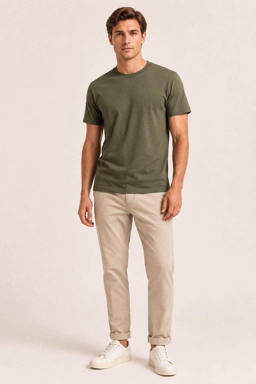 Eng anliegendes Herren-T-Shirt mit kurzen Ärmeln und Rundhalsausschnitt – Lukas