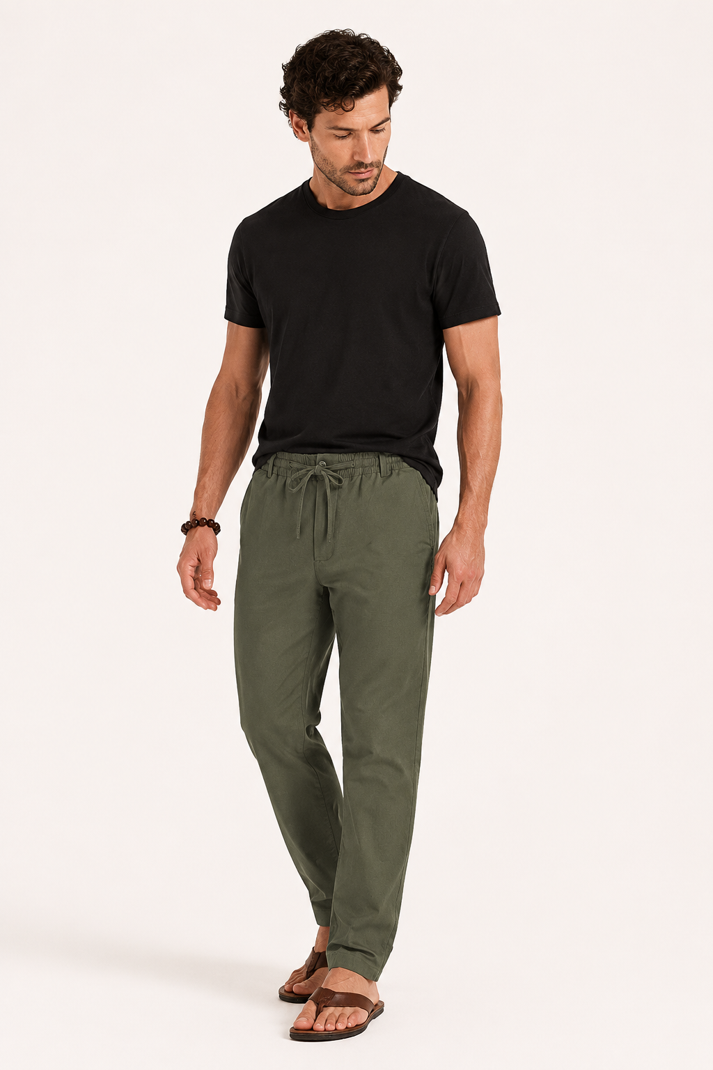 Lässige Herrenhose mit geradem Bein und elastischem Bund – Kaspar