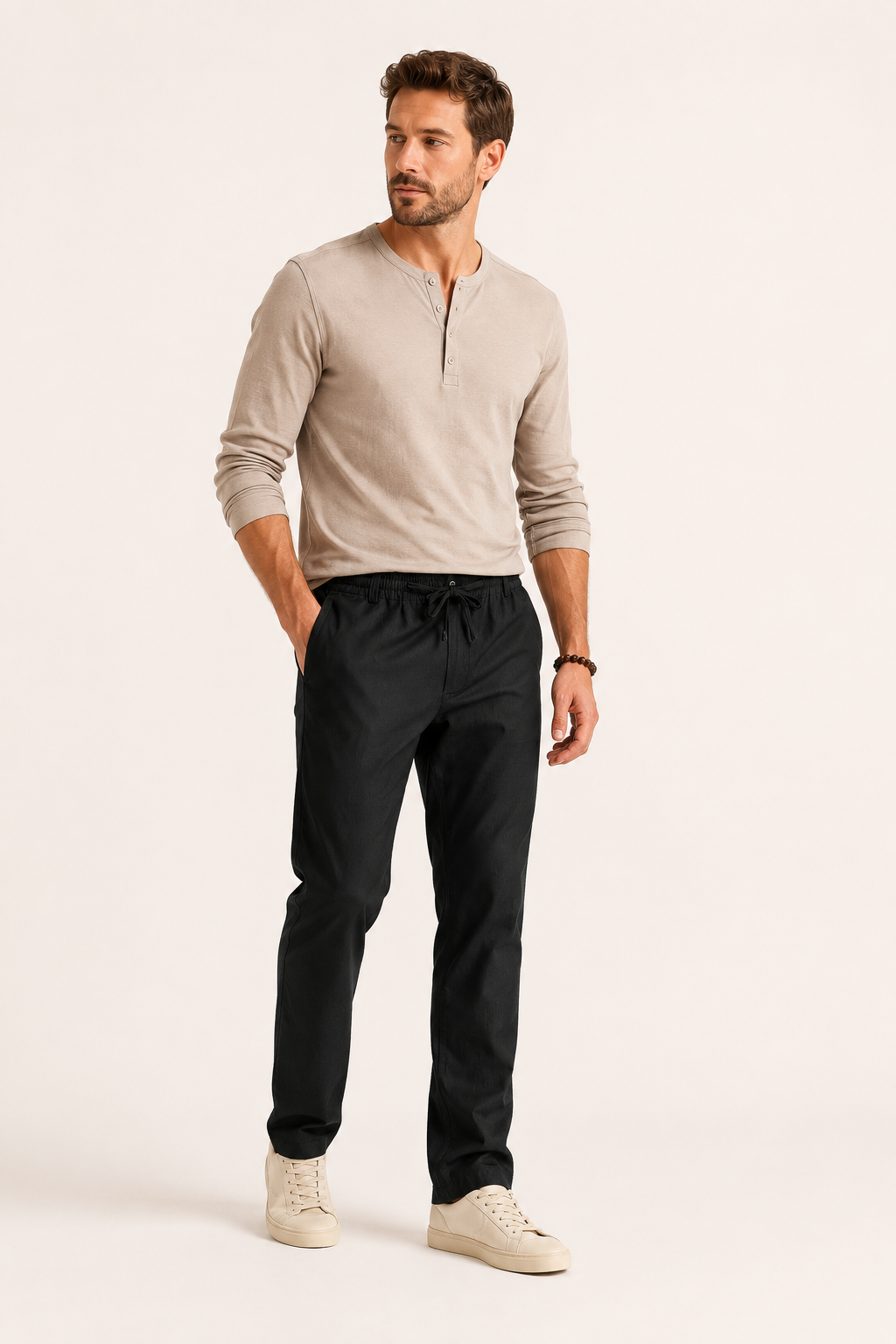 Lässige Herrenhose mit geradem Bein und elastischem Bund – Kaspar