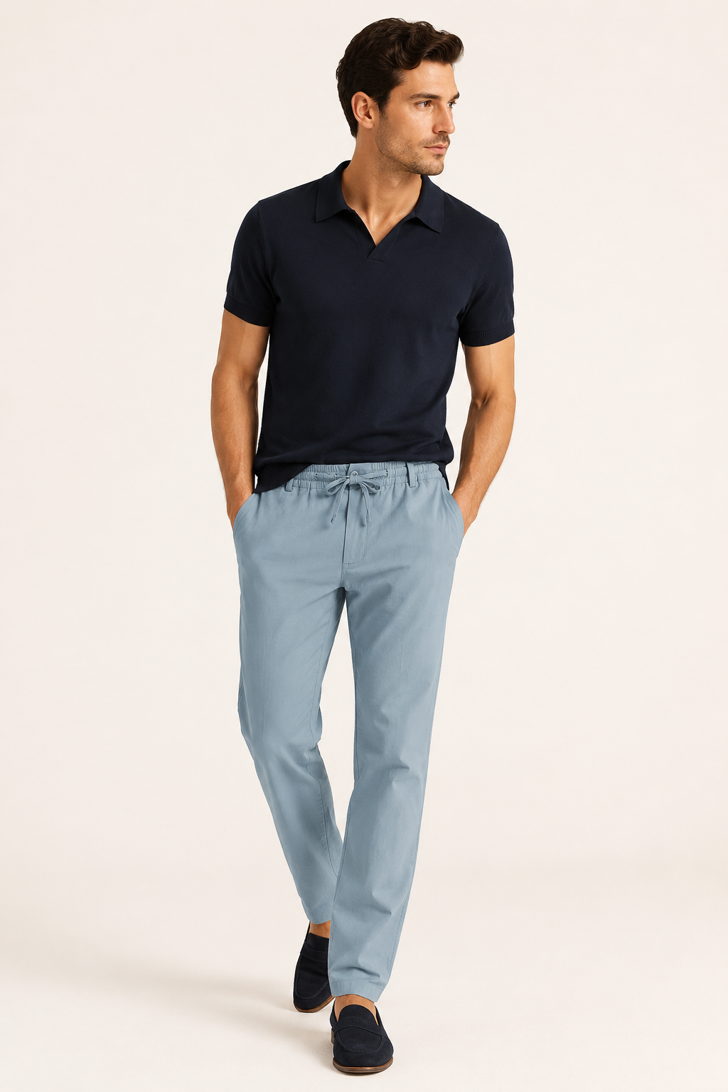 Lässige Herrenhose mit geradem Bein und elastischem Bund – Kaspar