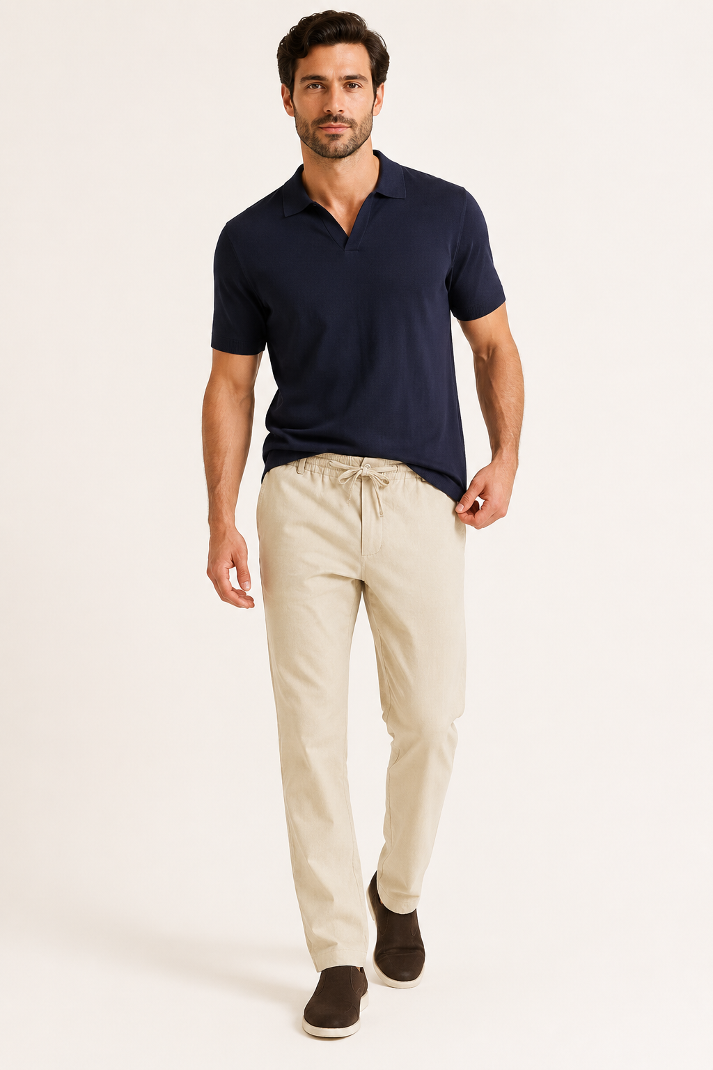 Lässige Herrenhose mit geradem Bein und elastischem Bund – Kaspar