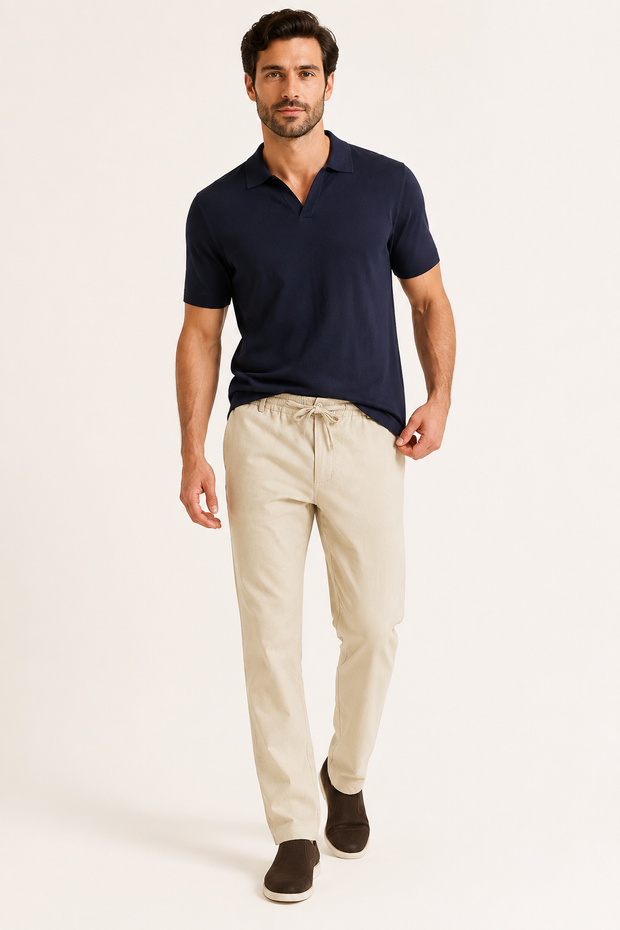 Lässige Herrenhose mit geradem Bein und elastischem Bund – Kaspar