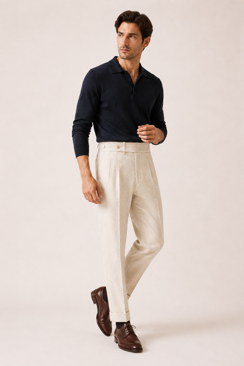 Locker sitzende Herren-Freizeithose mit geradem Bein und zwei Abnähern – Ewald