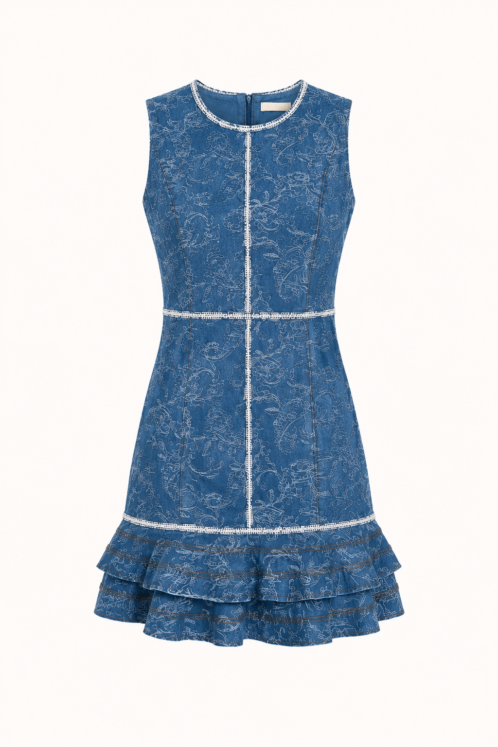 Kurzes ärmelloses bedrucktes Kleid aus Denim für Frauen - Gerlind