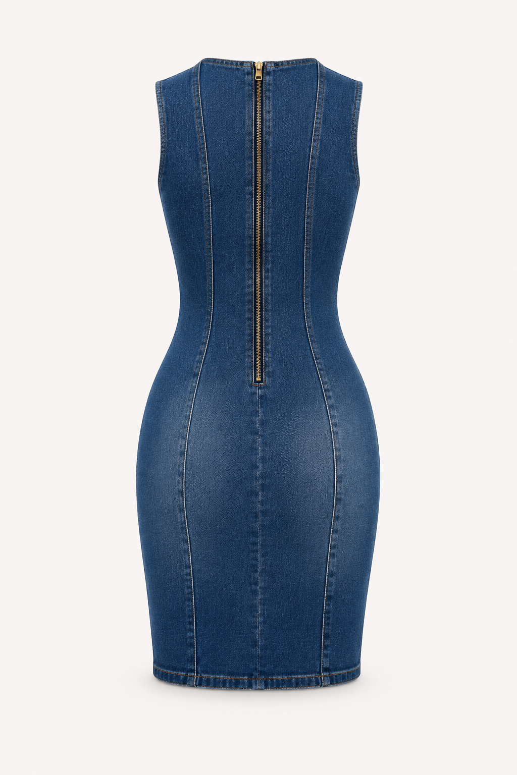 Kurzes Jeanskleid für Damen mit Metallic-Details - Karol