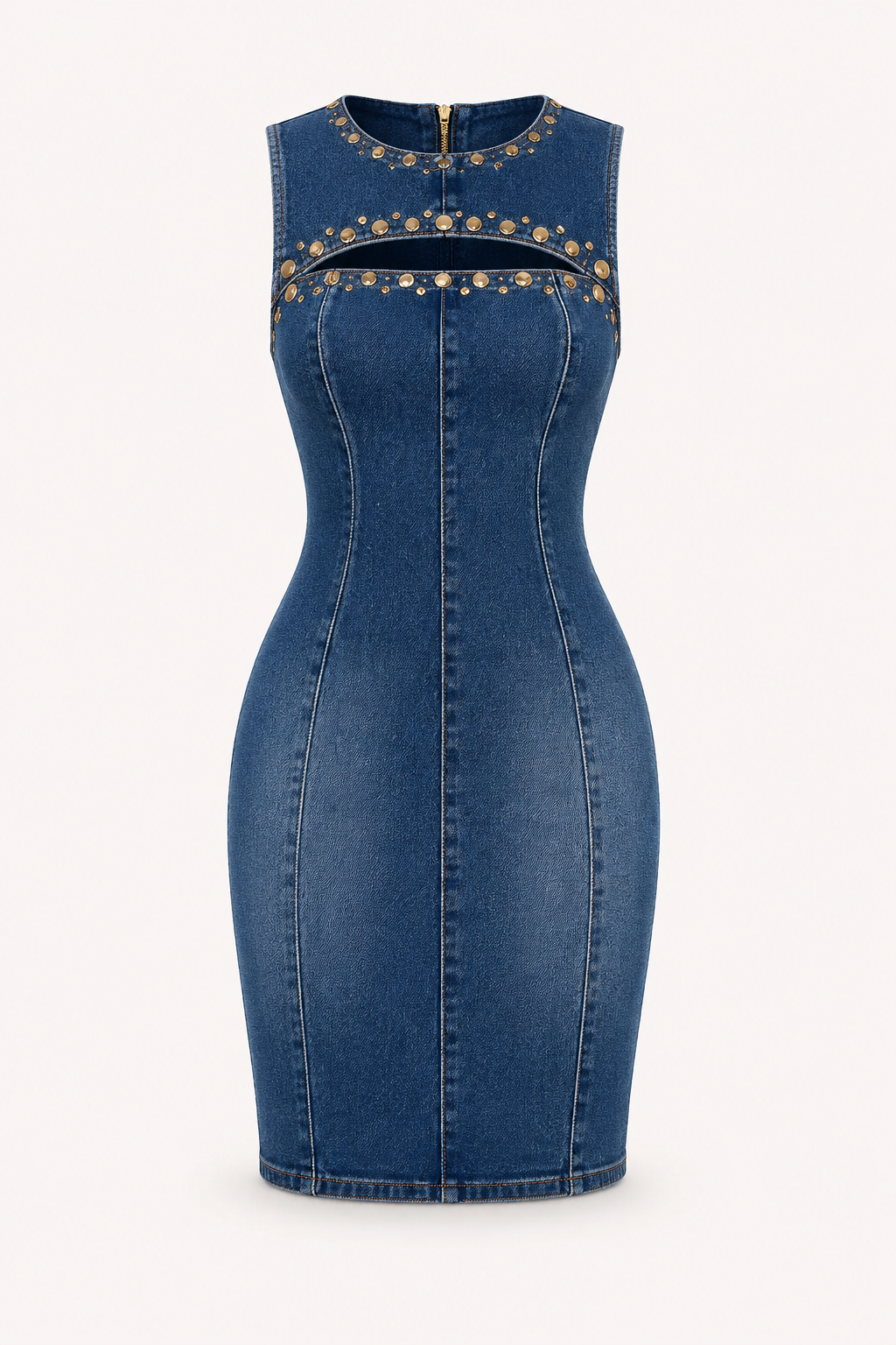 Kurzes Jeanskleid für Damen mit Metallic-Details - Karol