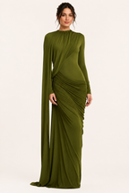 Langes Kleid mit langen Ärmeln elegantes Hochzeitsgastkleid - Gisela