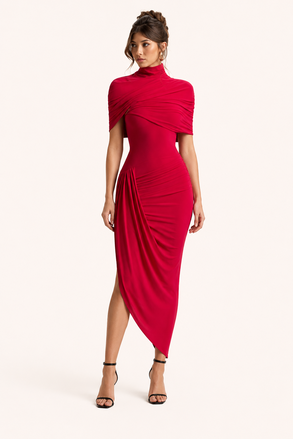 Damen Midikleid elegant Rollkragen Hochzeit Gast - Katja
