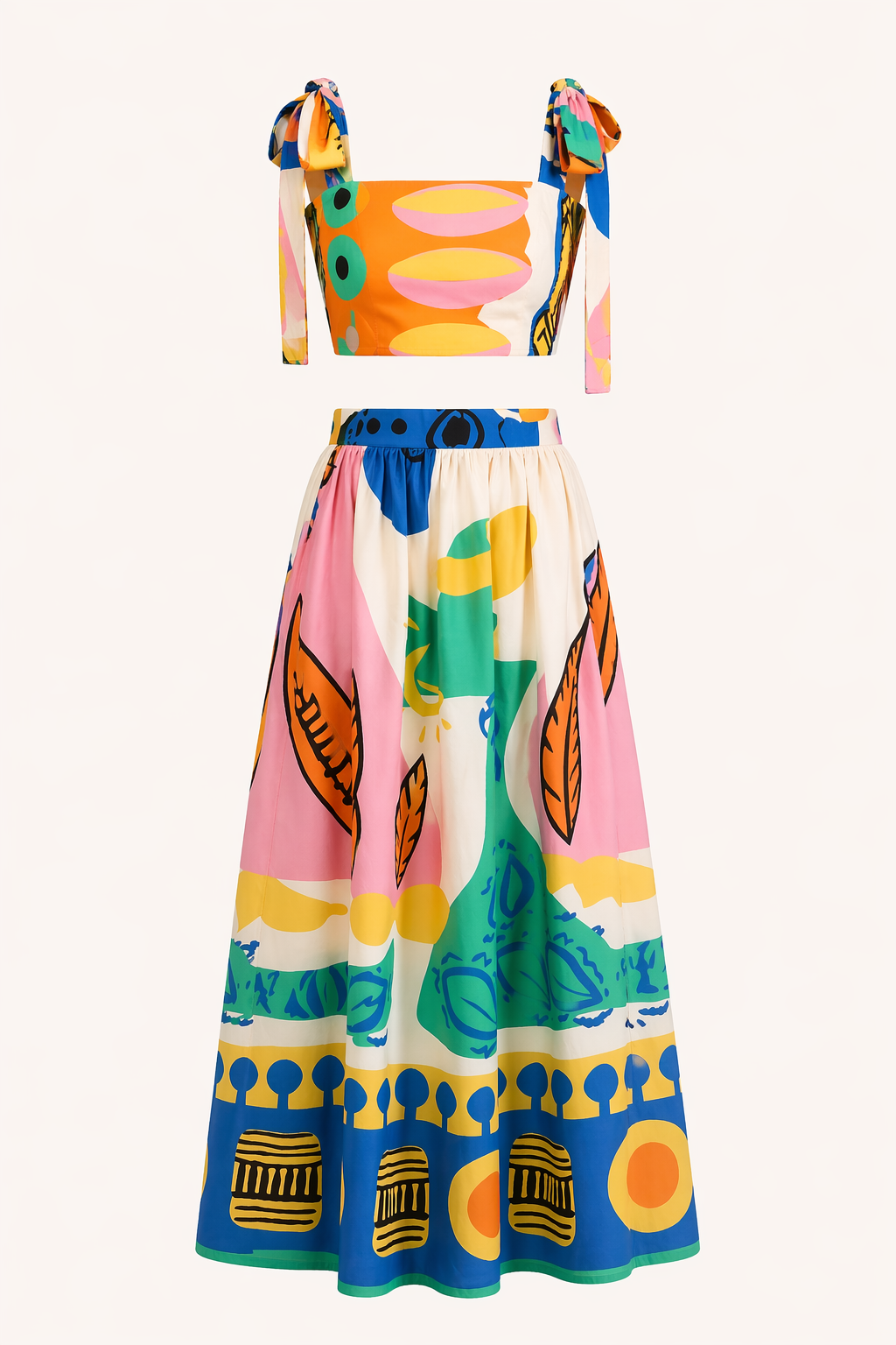 Damen-Set gedruckt kurzes Top kurzer Rock langer Rock Sommer - Megan