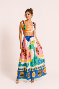 Damen-Set gedruckt kurzes Top kurzer Rock langer Rock Sommer - Megan