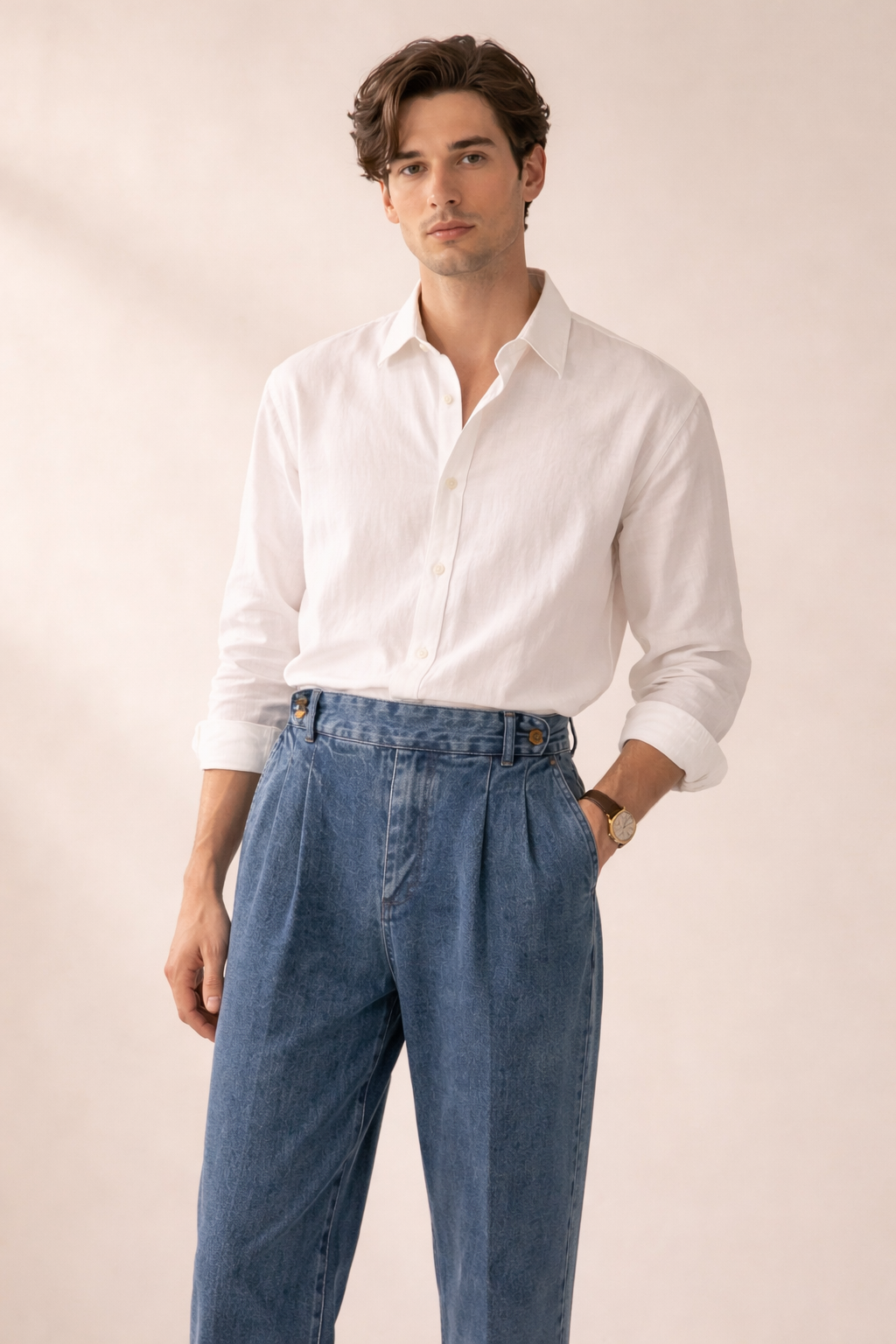 Hochgeschnittene modische Denim-Hose für Männer - James