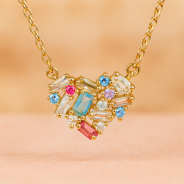 Collier moderne avec cœur en cristaux multicolores Femme - Annika