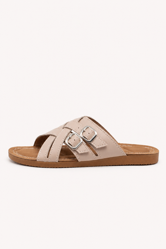 Sandales à semelle compensée pour femme, à bout ouvert et à double boucle - Klara