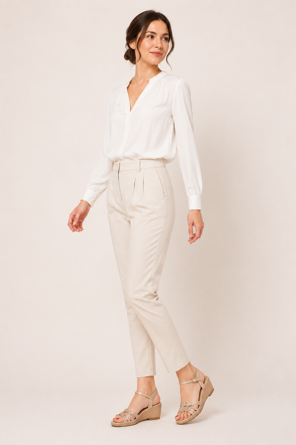 Elegante orthopädische Sandalen für Damen mit niedrigem Keilabsatz – Romina