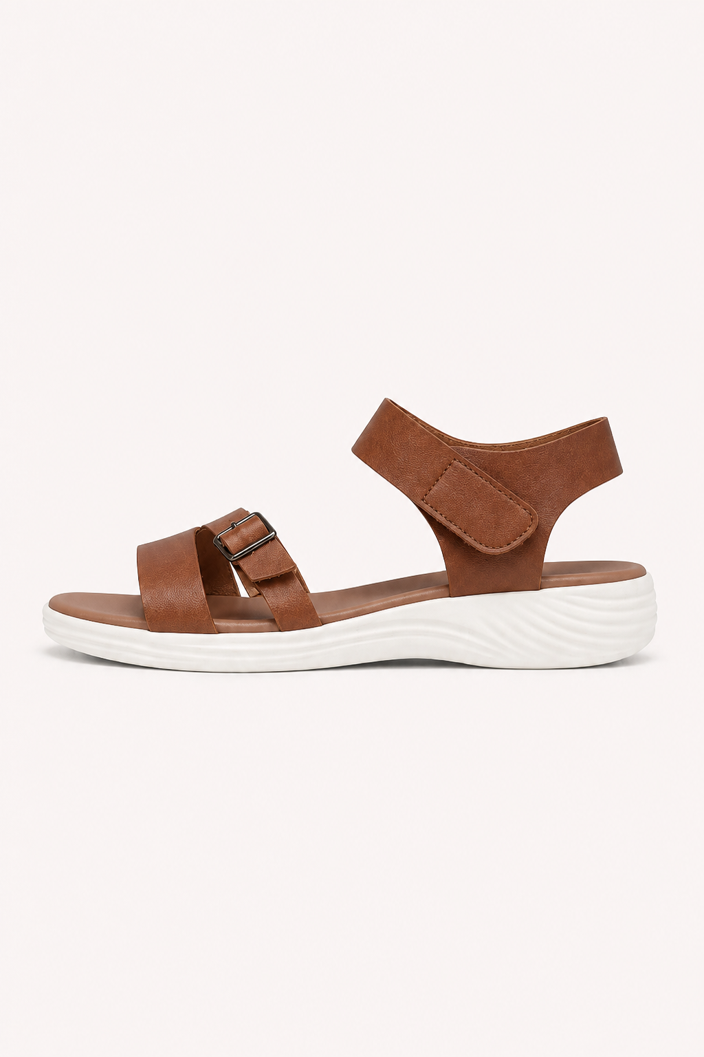 Damen-Sandalen mit niedrigem Keilabsatz und Klettverschluss – Leoni