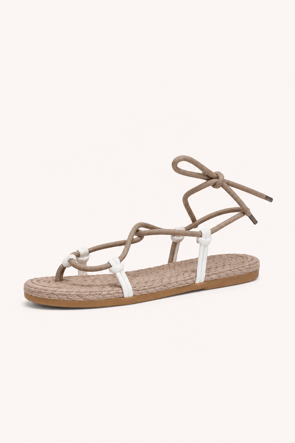 Flache Schnürsandalen für Damen mit schmalen Riemchen und Knöchelriemen – Leni