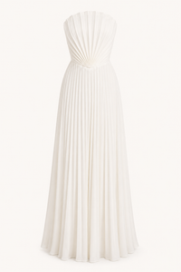 Robe longue de soirée plissée sans bretelles pour femme - Tomiris