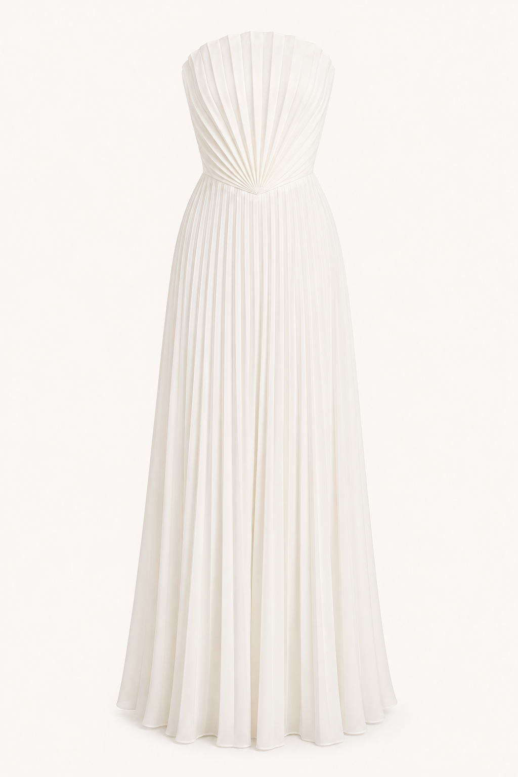 Langes, trägerloses, plissiertes Abendkleid für Damen – Tomiris