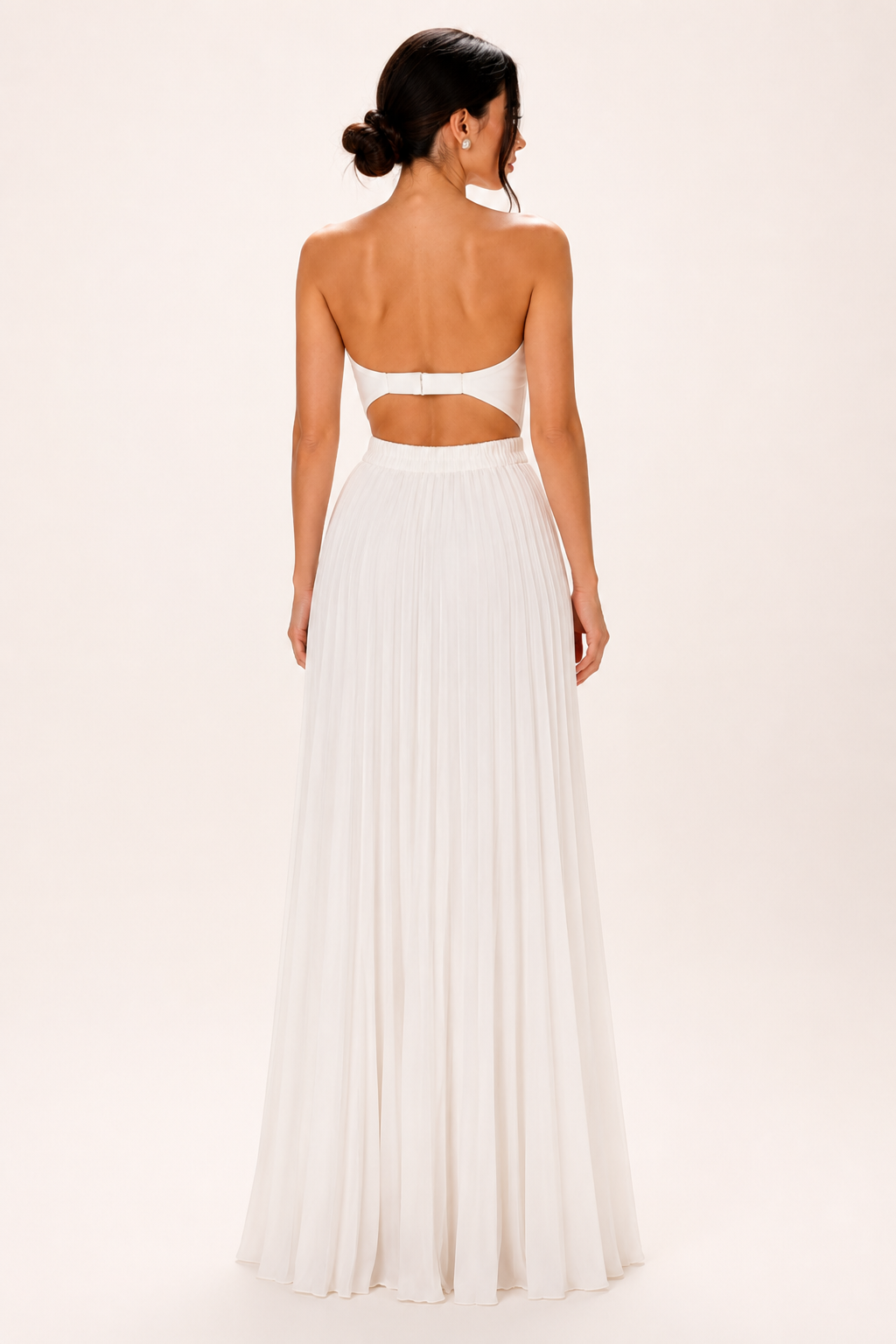 Langes, trägerloses, plissiertes Abendkleid für Damen – Tomiris