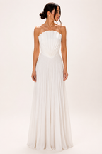 Langes, trägerloses, plissiertes Abendkleid für Damen – Tomiris
