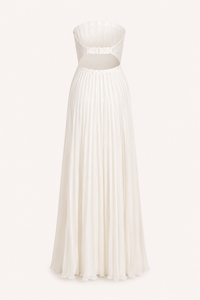 Robe longue de soirée plissée sans bretelles pour femme - Tomiris