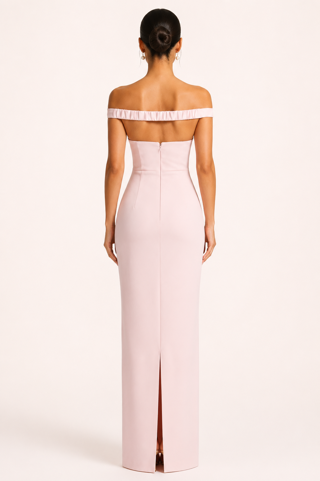 Langes Abendkleid für Damen mit Bardot-Ausschnitt und Schal – Fanny