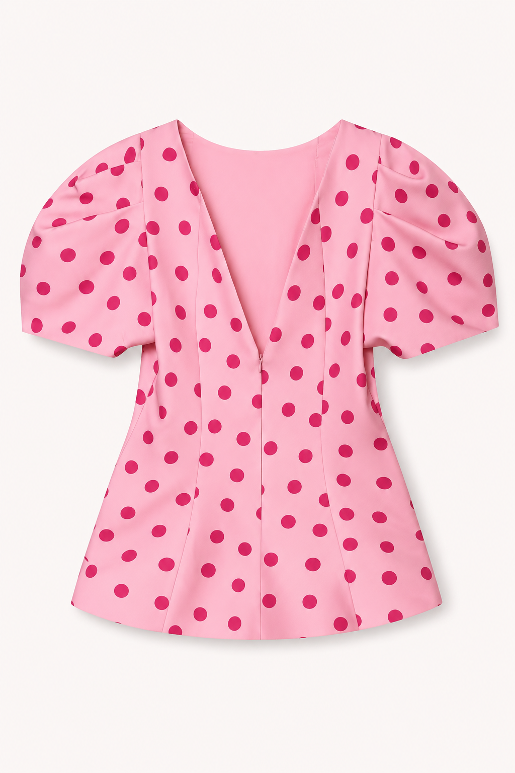 Damenbluse mit V-Ausschnitt, Polka-Dots und Puffärmeln – Romy