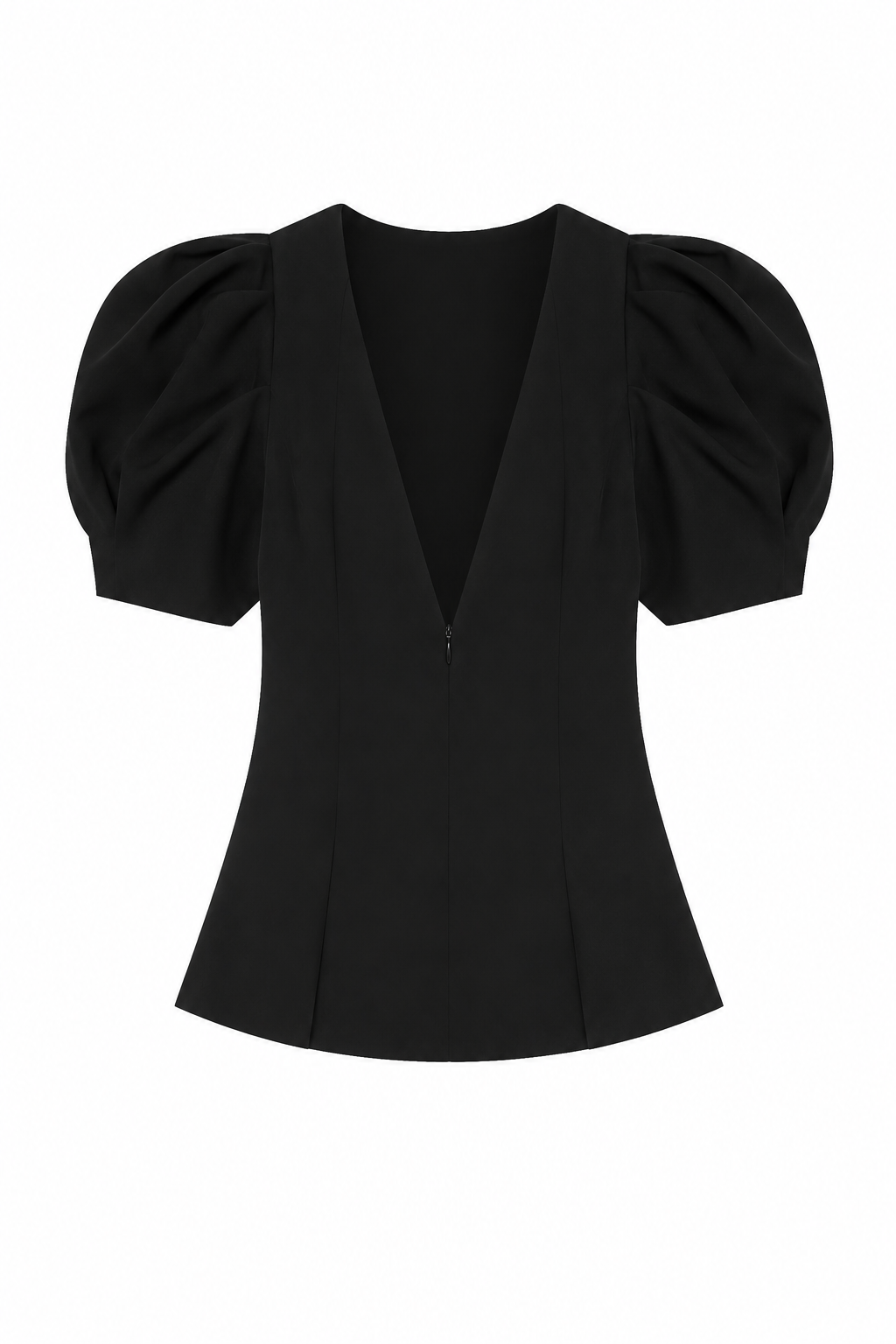 Damenbluse mit V-Ausschnitt, Polka-Dots und Puffärmeln – Romy