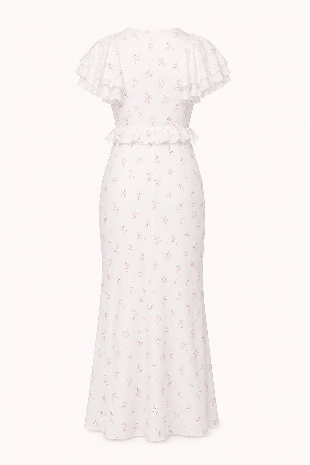 Damen Midikleid mit Blumendruck Rüsche elegant lässig - Hedda